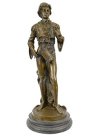 French Civil War Drummer Bronze Sculpture Marble Base