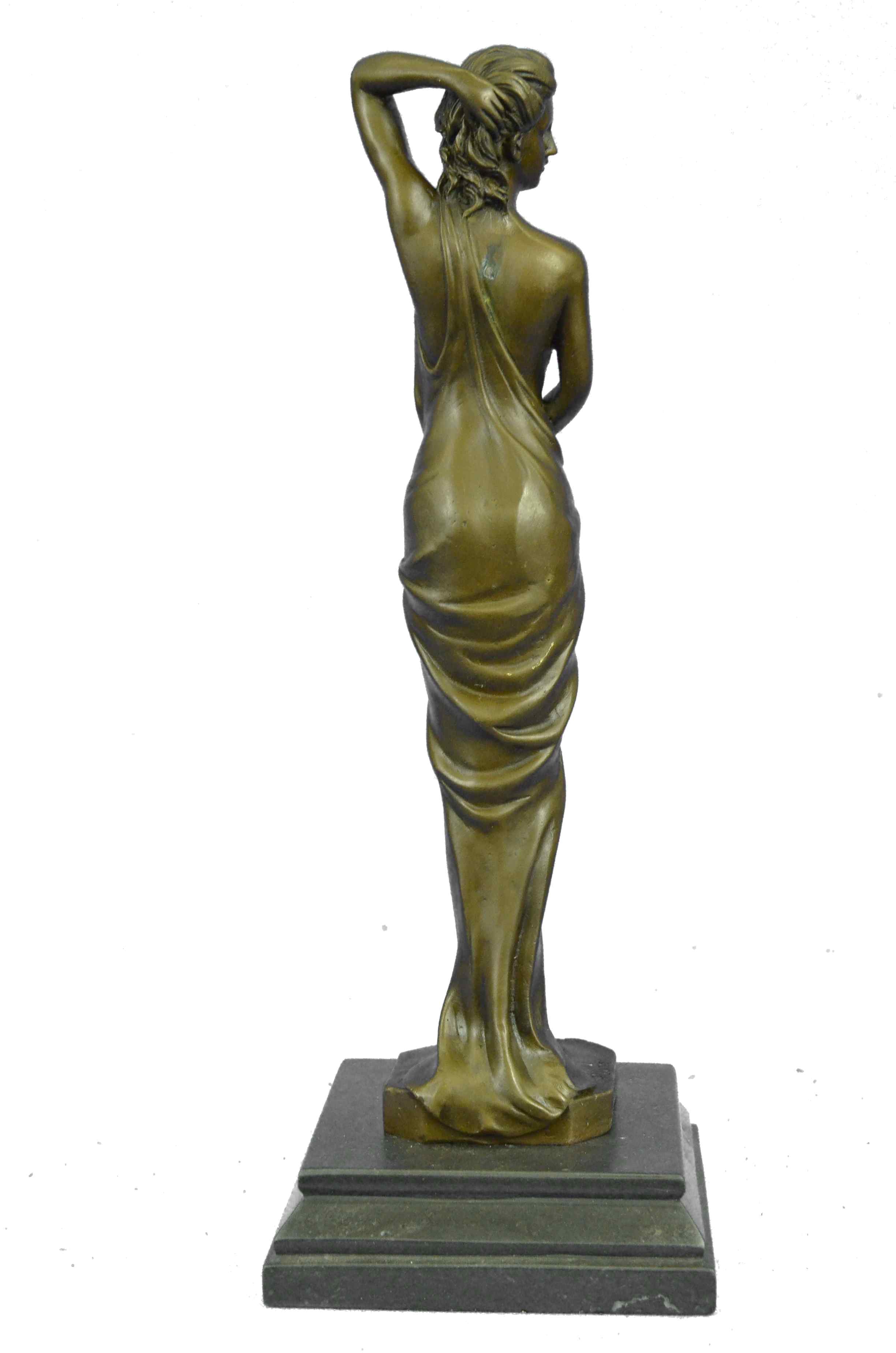 Art Deco Nude Female Signed Long Bronze Sculpture Figure