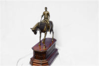 JOCKEY RIDING HORSE BRONZE STATUE FIGURE FIGURIN HOT CAST MARBLE BASE SCULPTURE