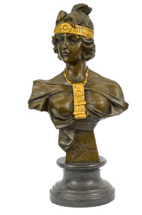 Art Nouveau Gold Patina Two Tone Woman Bronze Sculpture