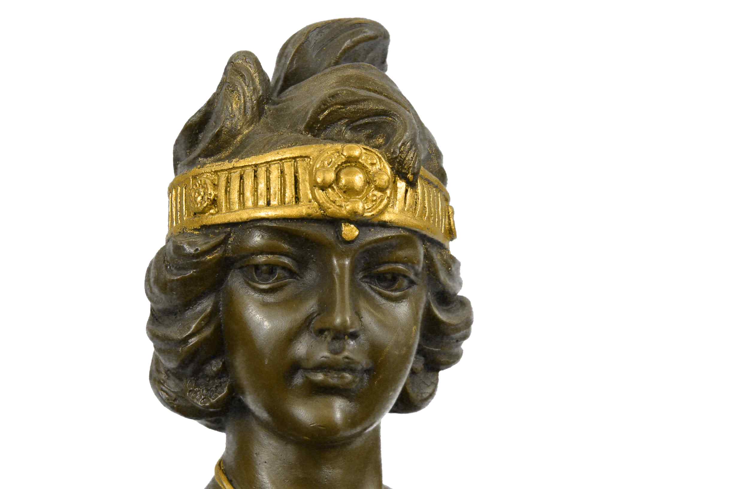 Art Nouveau Gold Patina Two Tone Woman Bronze Sculpture