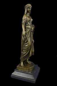 Greek Goddess Bronze Sculpture Marble Base Art Deco
