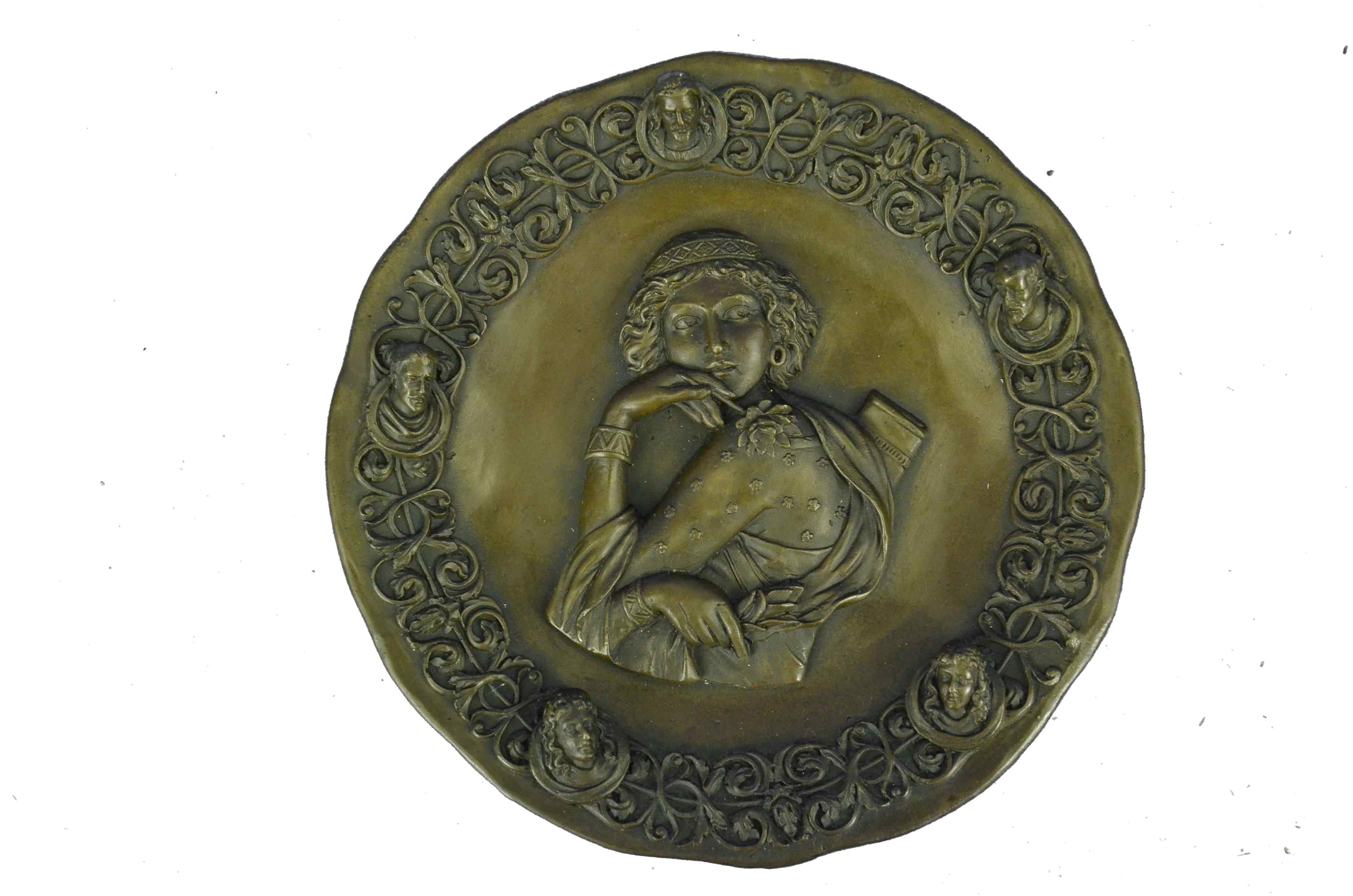 Signed Jean Patoue Blossom Girl Bronze Wall Sculpture