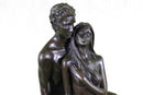 Superb HotCast Nude Couple Male Female Bonze Sculpture Marble Base Figure Statue