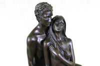 Superb HotCast Nude Couple Male Female Bonze Sculpture Marble Base Figure Statue