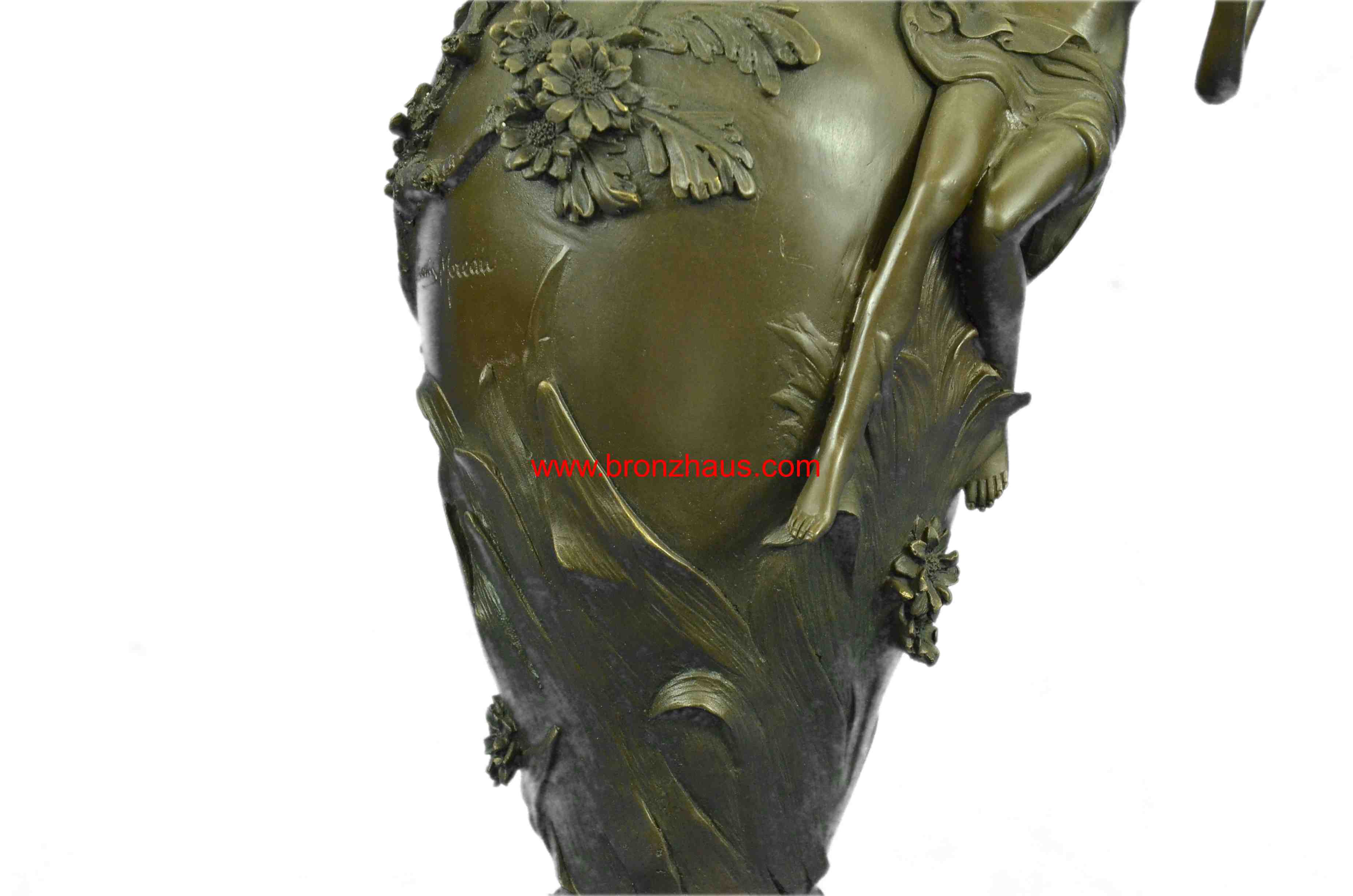 Signed Moreau Nude Girl Floral Vase Bronze Hot Cast