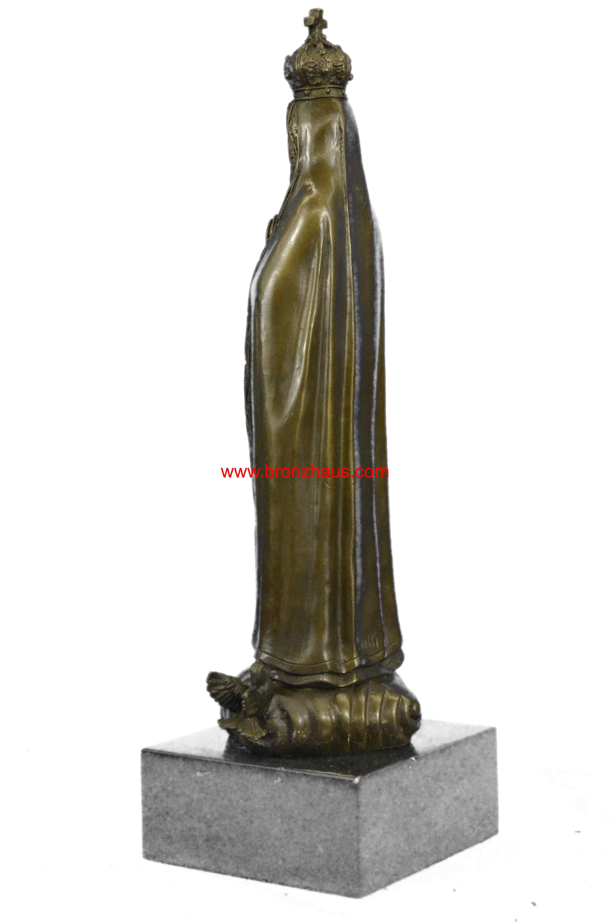 Bronze Art Metal Sculpture Crowned Virgin Mary Bird NR