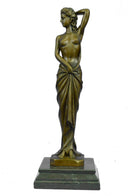 Art Deco Nude Female Signed Long Bronze Sculpture Figure