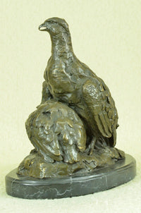 Signed Original 100% Real Bronze Two Baby Eagles Sculpture