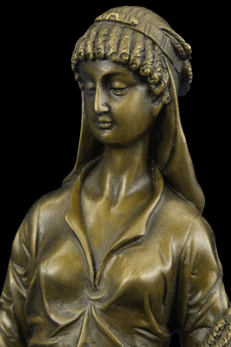Greek Goddess Bronze Sculpture Marble Base Art Deco