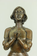 Signed Leonard Joan of Arc Bronze Marble Sculpture