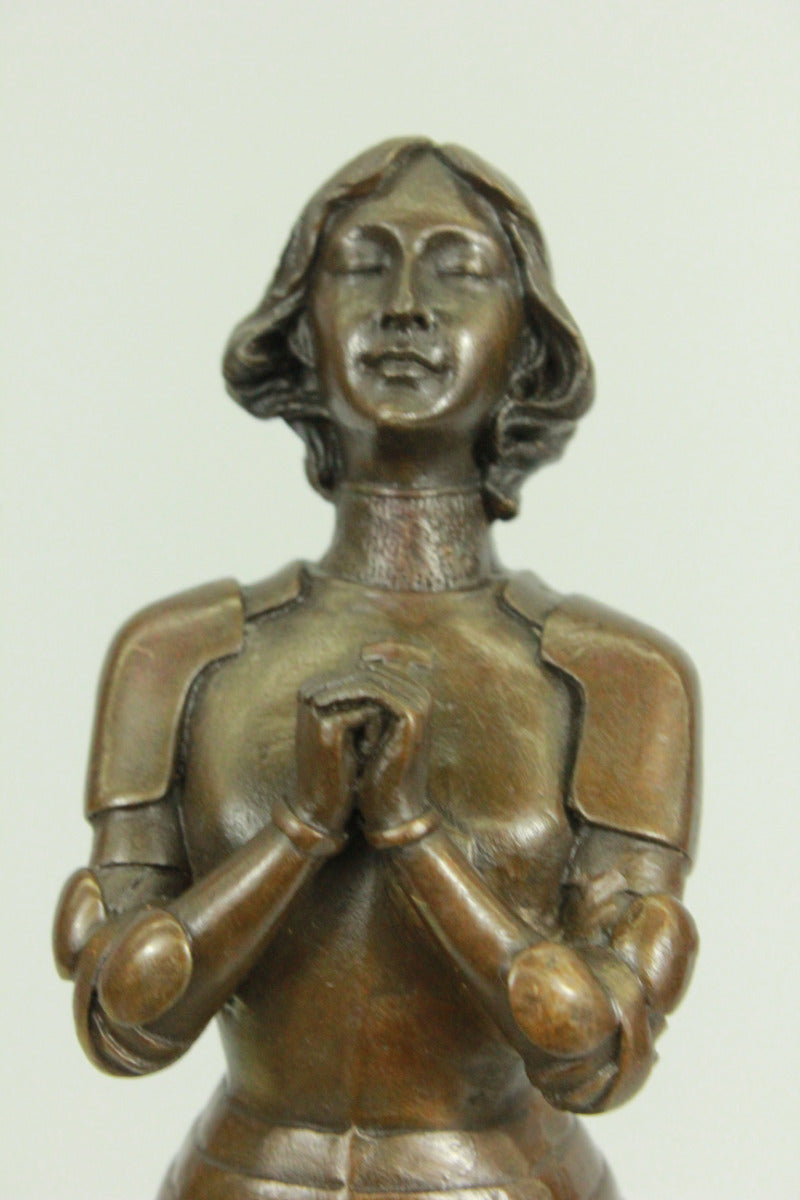 Signed Leonard Joan of Arc Bronze Marble Sculpture