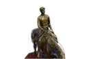 JOCKEY RIDING HORSE BRONZE STATUE FIGURE FIGURIN HOT CAST MARBLE BASE SCULPTURE