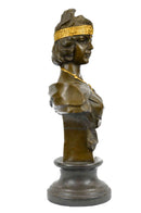 Art Nouveau Gold Patina Two Tone Woman Bronze Sculpture