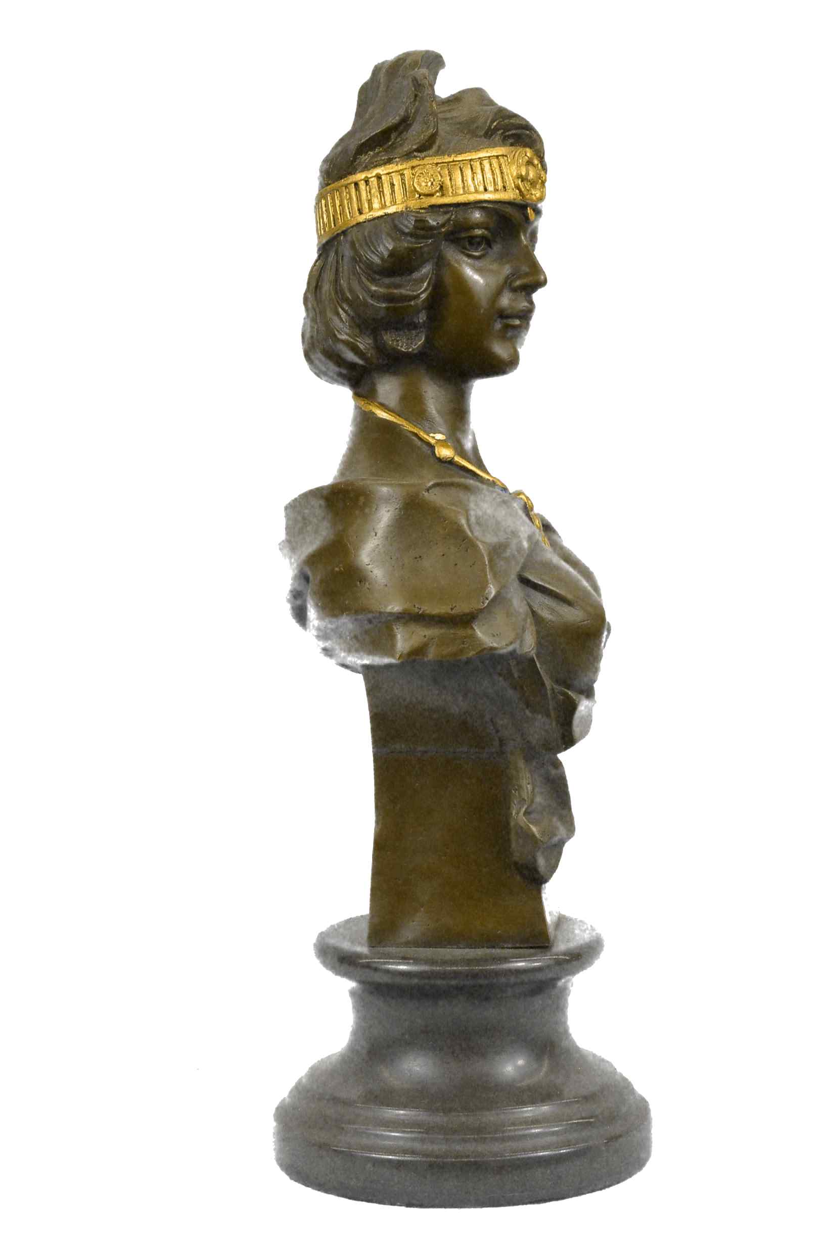 Art Nouveau Gold Patina Two Tone Woman Bronze Sculpture