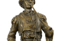 French Civil War Drummer Bronze Sculpture Marble Base