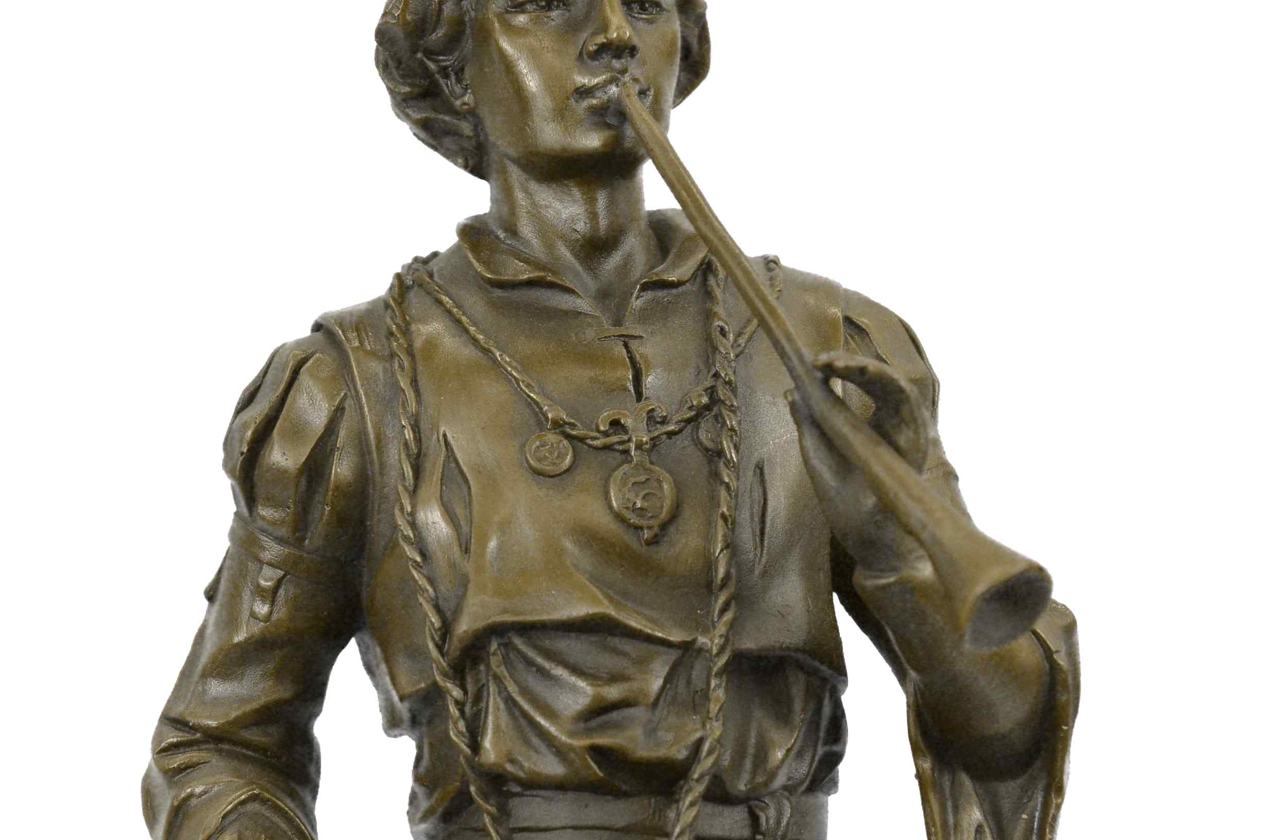 French Civil War Drummer Bronze Sculpture Marble Base