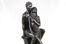 Superb HotCast Nude Couple Male Female Bonze Sculpture Marble Base Figure Statue