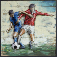 Soccer Players 3D Cutout Metal Wood Wall Art Painting