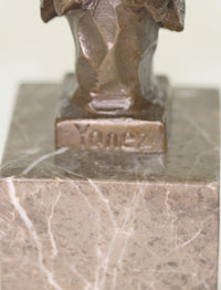 Labrador Retriever Head Bust Bronze Sculpture Marble Base Book End