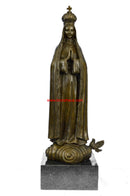 Bronze Art Metal Sculpture Crowned Virgin Mary Bird NR