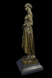 Greek Goddess Bronze Sculpture Marble Base Art Deco