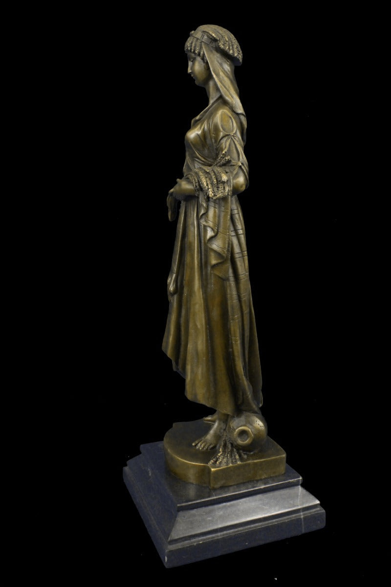 Greek Goddess Bronze Sculpture Marble Base Art Deco