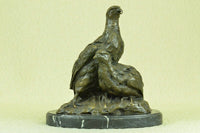 Signed Original 100% Real Bronze Two Baby Eagles Sculpture
