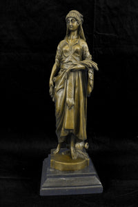Greek Goddess Bronze Sculpture Marble Base Art Deco