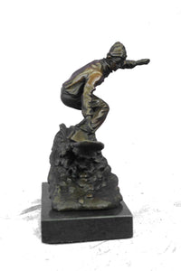 Real Bronze Marble Ski Snowboarder Winter Sport Sculpture
