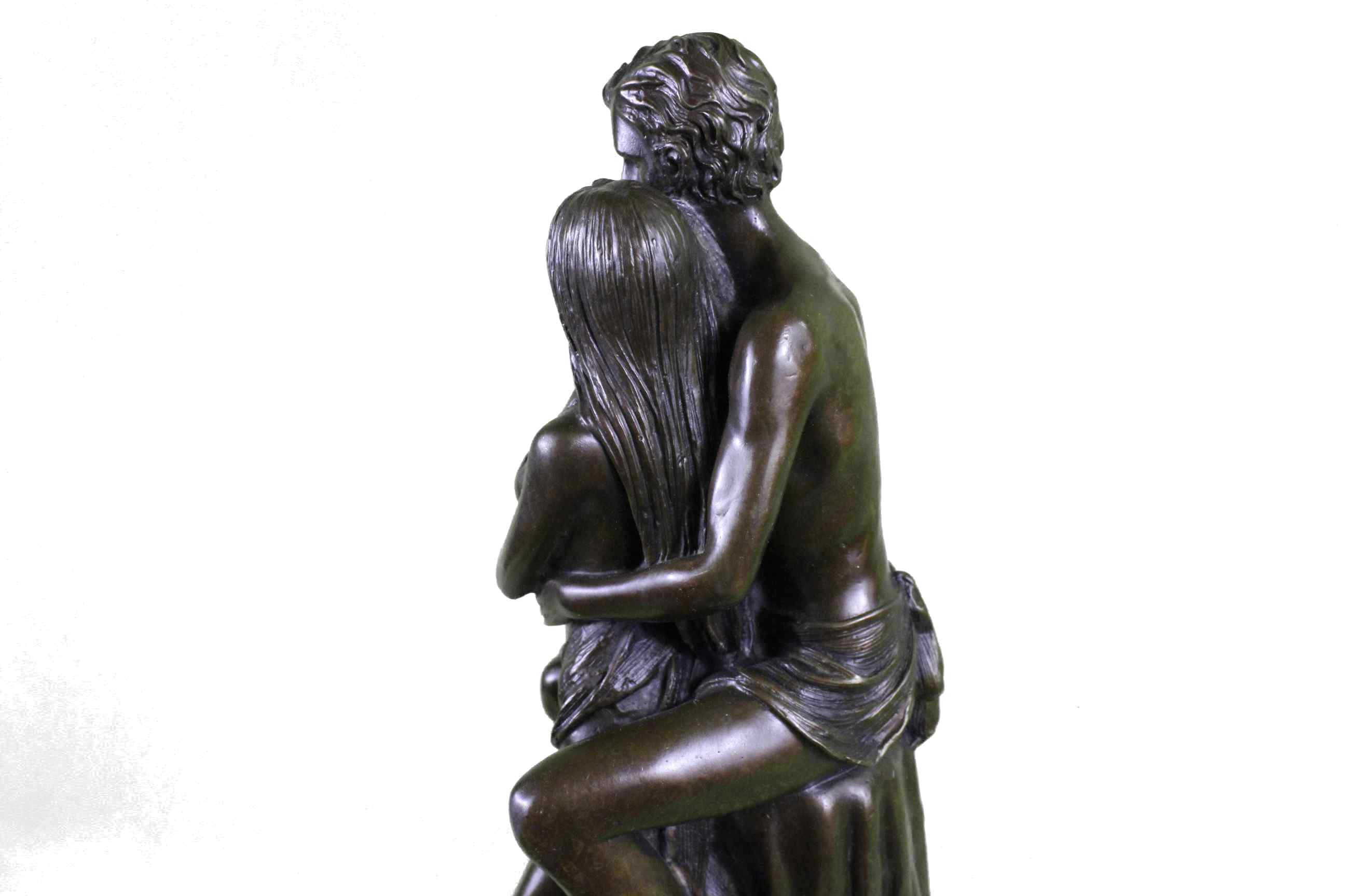 Superb HotCast Nude Couple Male Female Bonze Sculpture Marble Base Figure Statue