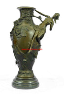 Signed Moreau Nude Girl Floral Vase Bronze Hot Cast