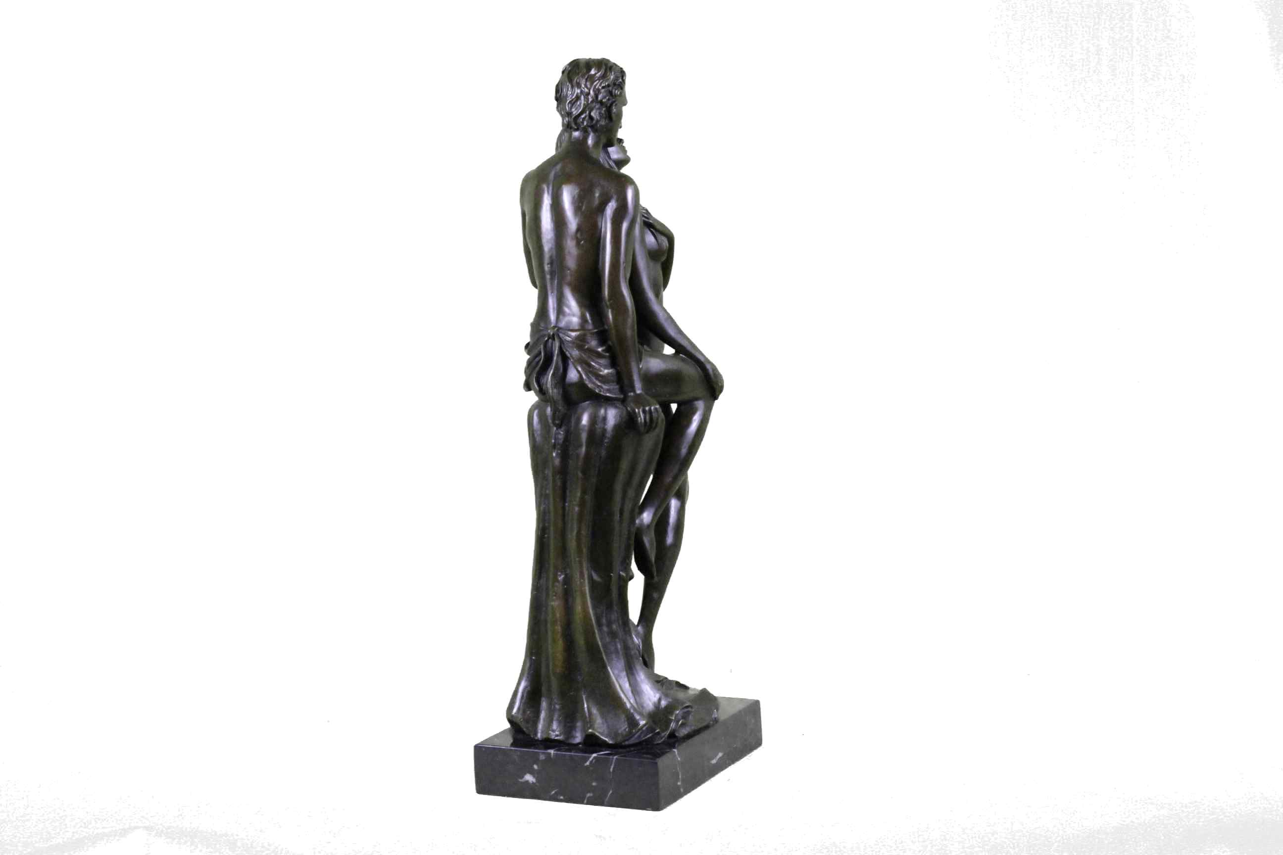 Superb HotCast Nude Couple Male Female Bonze Sculpture Marble Base Figure Statue