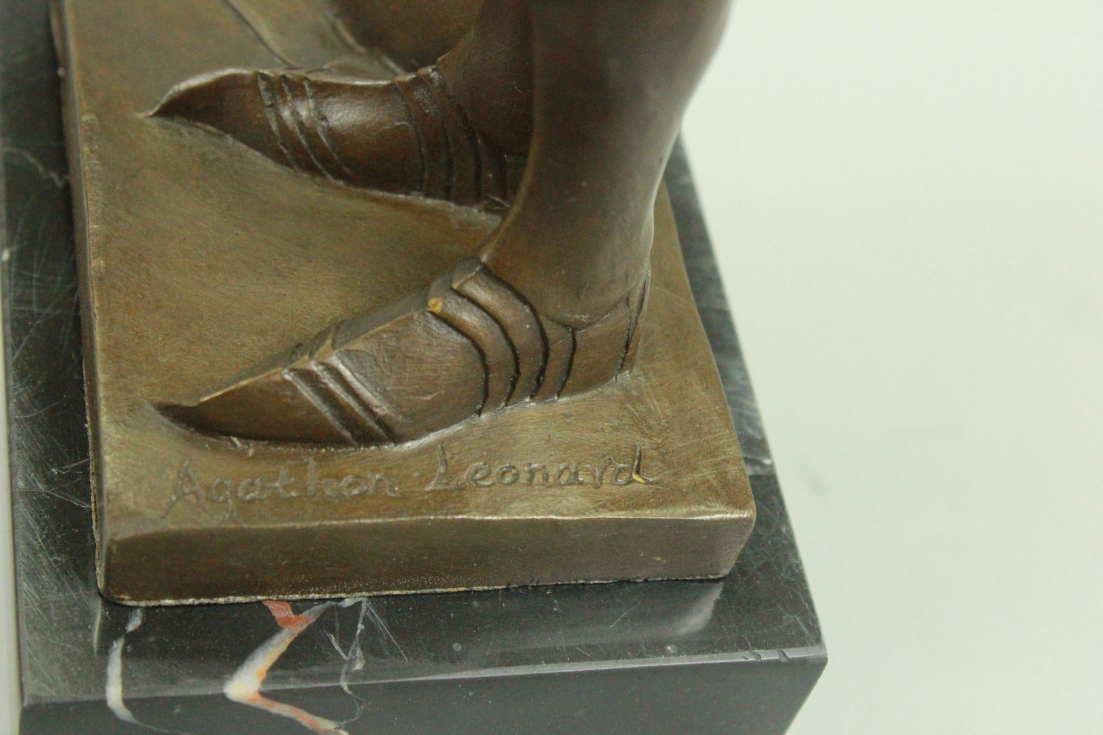 Signed Leonard Joan of Arc Bronze Marble Sculpture