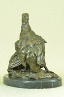 Signed Original 100% Real Bronze Two Baby Eagles Sculpture