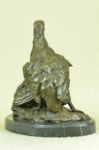 Signed Original 100% Real Bronze Two Baby Eagles Sculpture