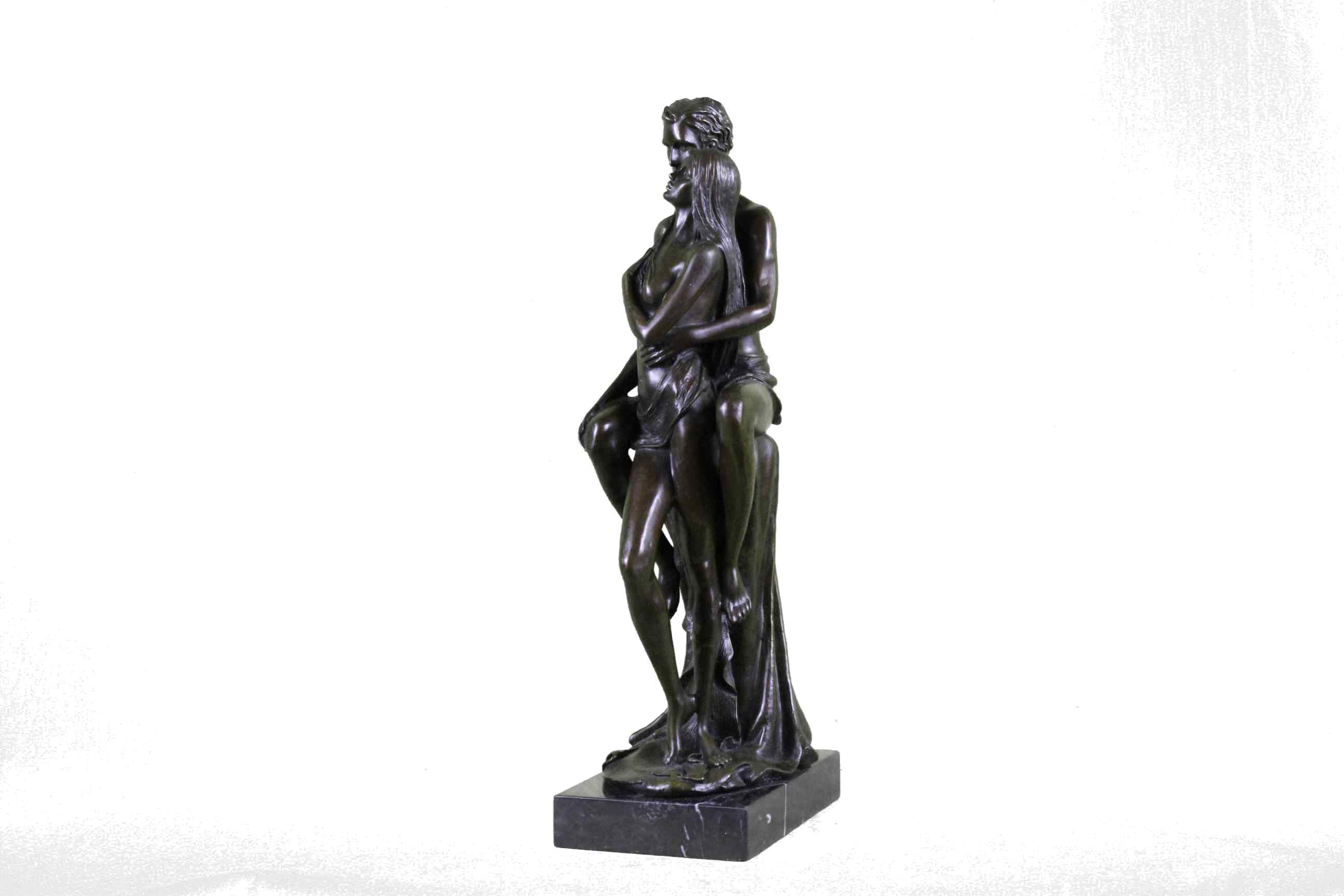 Superb HotCast Nude Couple Male Female Bonze Sculpture Marble Base Figure Statue