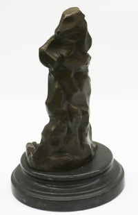 Sexy Goddess Behind a Wall Bronze Sculpture Marble Base Figure