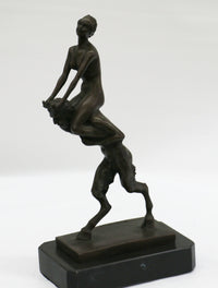 Bergman Piggy Rider Satyr and Nude Woman Bronze Sculpture Figure