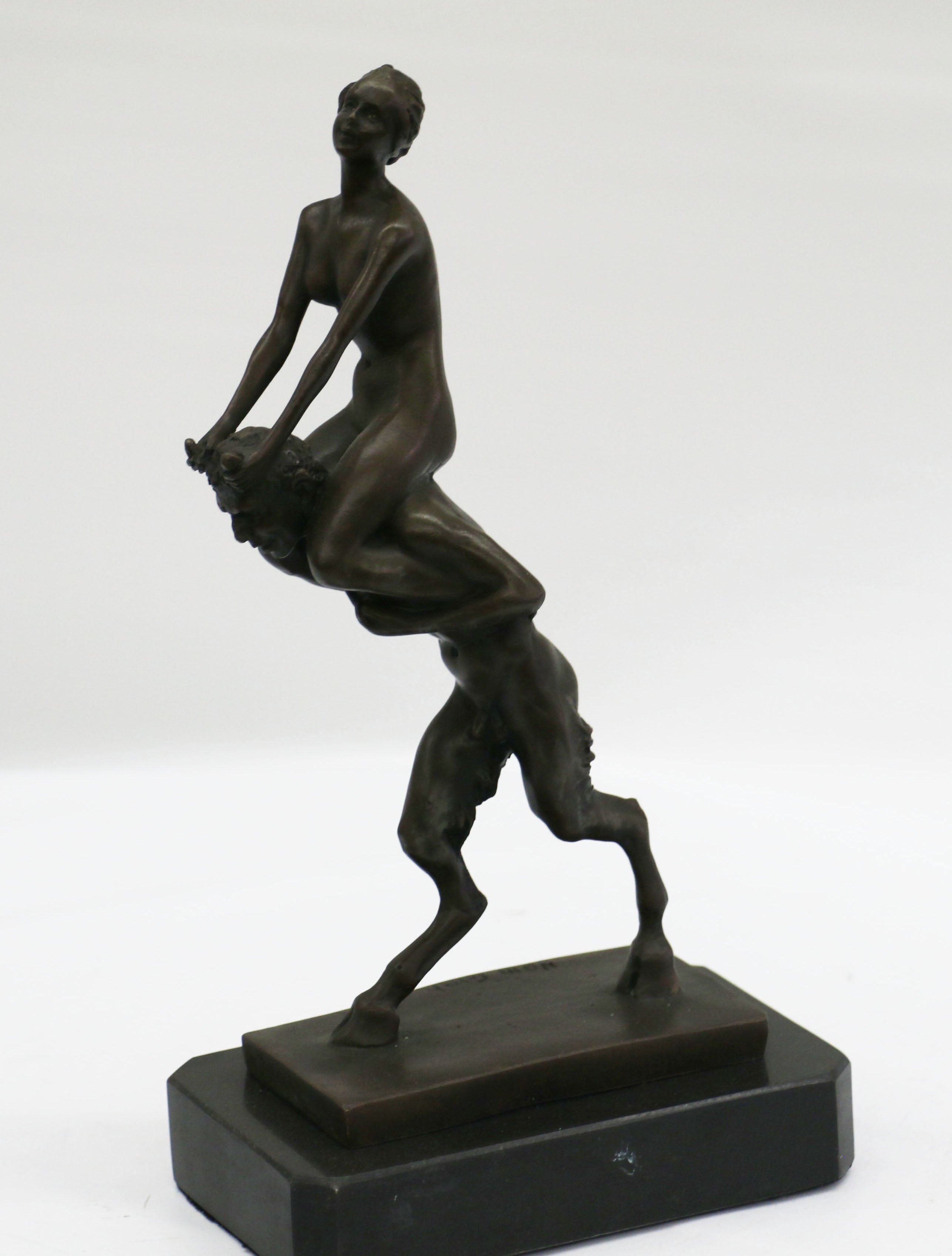 Bergman Piggy Rider Satyr and Nude Woman Bronze Sculpture Figure