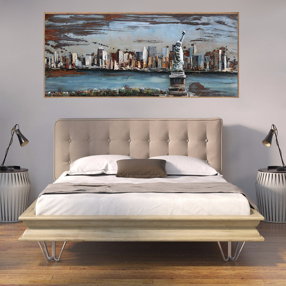 New York Skyline 3D Wall Painting with Statue of Liberty