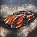 Luxury Orange Lamborghini 3D Mixed Media Wall Art