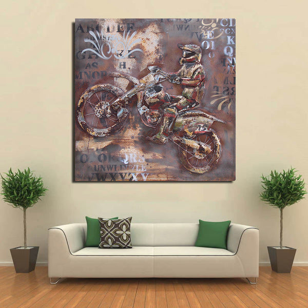 Motocross Dirt Bike Biker 3D Wall Art Metal Cutout