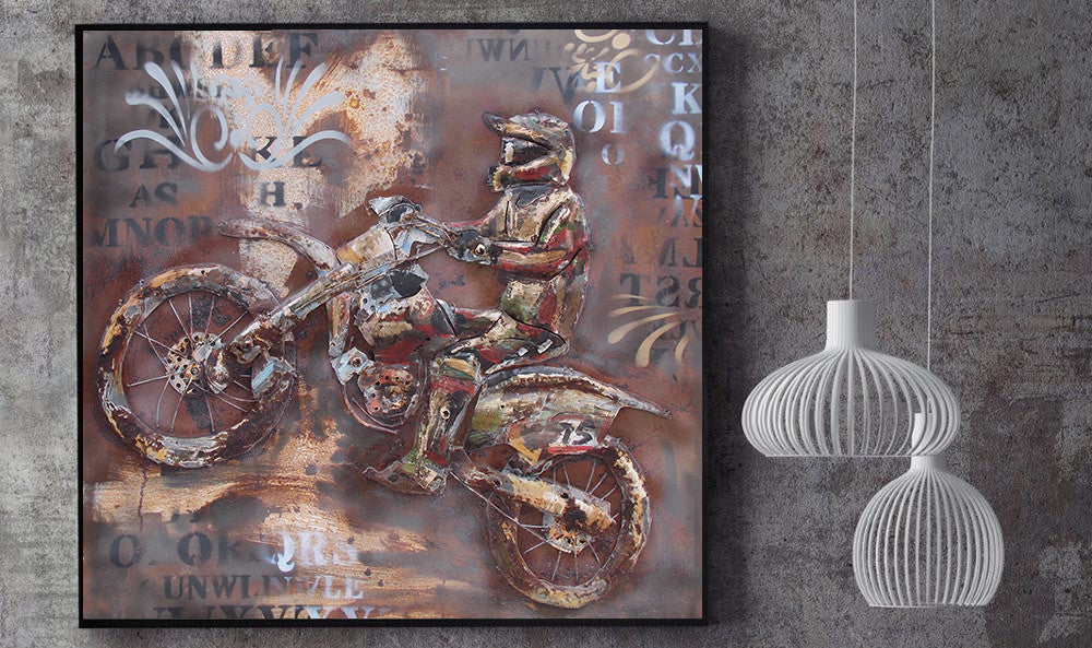 Motocross Dirt Bike Biker 3D Wall Art Metal Cutout