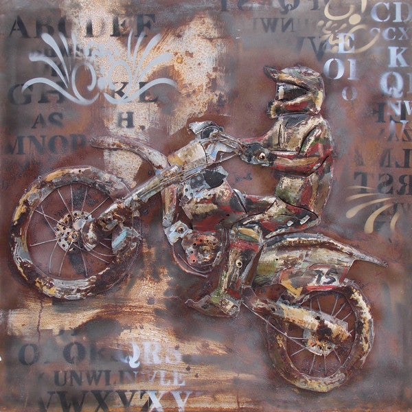 Motocross Dirt Bike Biker 3D Wall Art Metal Cutout