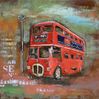 London England Double Decker Red Bus Mixed Media Wall Art