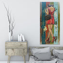 Young Woman in Red Dress 3D Wall Art Mixed Media Painting