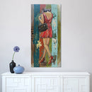 Young Woman in Red Dress 3D Wall Art Mixed Media Painting
