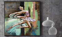 Leaping Ballerina 3D Wall Art Mixed Media Painting Metal Cutout