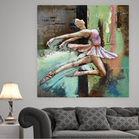 Leaping Ballerina 3D Wall Art Mixed Media Painting Metal Cutout
